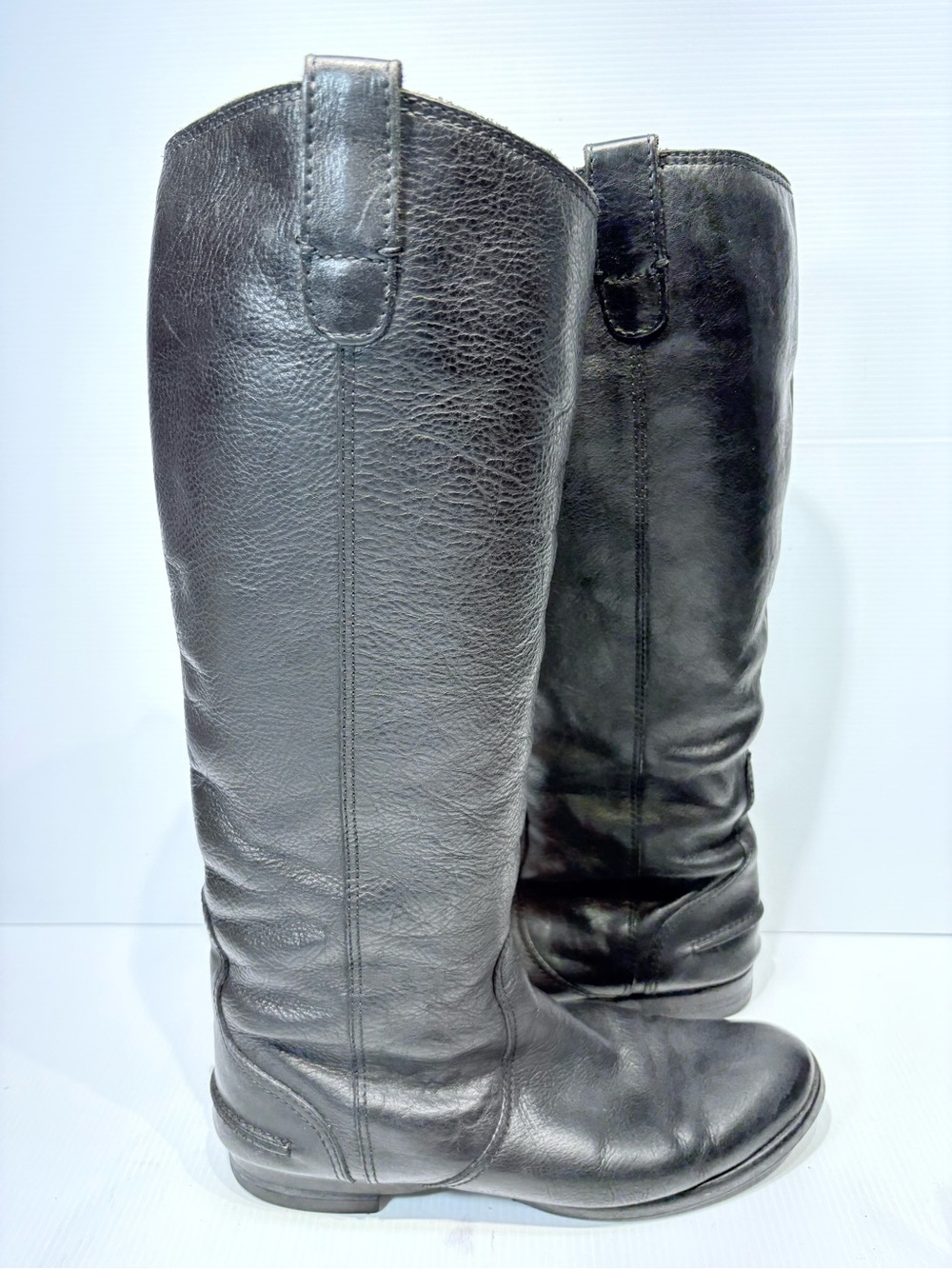 Classic Tall Black Leather Riding Boots - Women Size 7